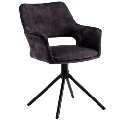 Samt Tischsessel in Anthrazit - Keviz (2er Set)