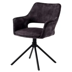 Samt Tischsessel in Anthrazit - Keviz (2er Set)