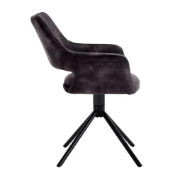 Samt Tischsessel in Anthrazit - Keviz (2er Set)