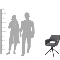 Samt Tischsessel in Anthrazit - Keviz (2er Set)