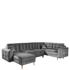 Samt Wohnlandschaft in Grau - Joyma