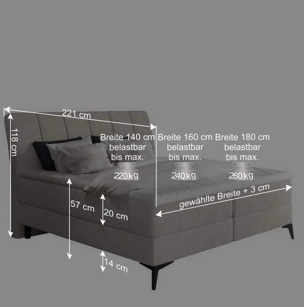 Samtbett mit Matratzen in Dunkelblau - Dessa