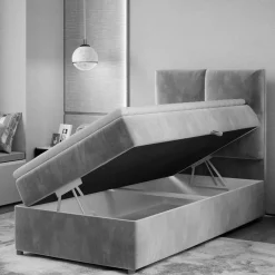 Samt-Boxbett in Grün - 90x200 cm - Nostalgico