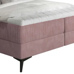 Samt-Polsterbett in Altrosa mit Matratzen - Apolonia