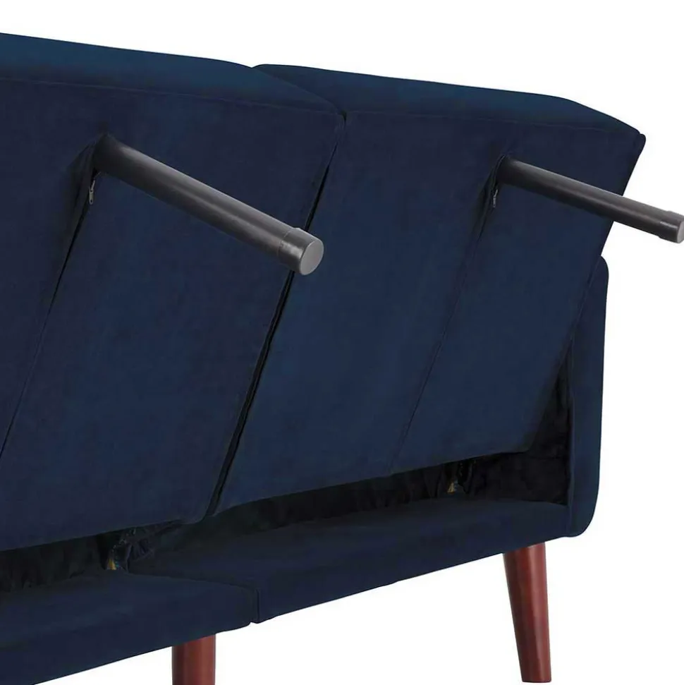 Samtsofa mit Bettfunktion in Blau - Luzillo