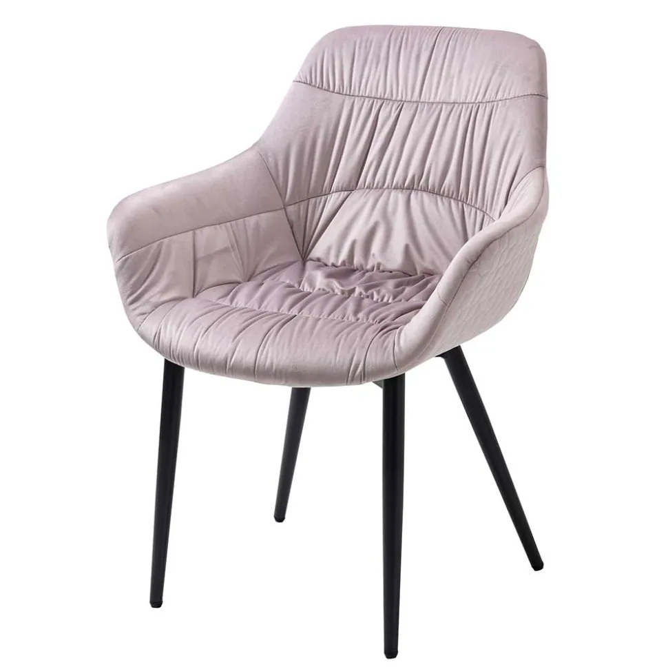 Samtstuhl mit Armlehnen in Altrosa - Blacer