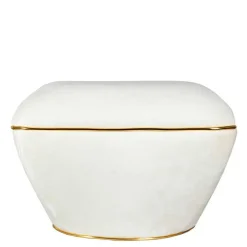 Samtvelours Hocker in Cremeweiß - Cedrom