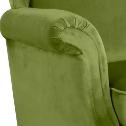 Samtvelours Ohrensessel in Oliv Grün - Cacimbina