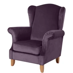 Samtvelours Ohrensessel in Dunkellila - Aglaia