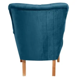 Samtvelours Ohrensessel in Petrol Blau - Ilussiana