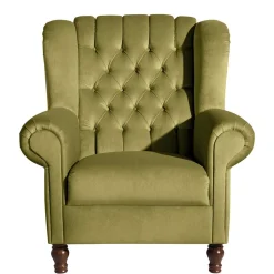 Samtvelours Ohrensessel im Chesterfield Look - Erulina