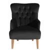 Samtvelours Polstersessel in Schwarz - Jimalito