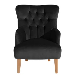 Samtvelours Polstersessel in Schwarz - Jimalito