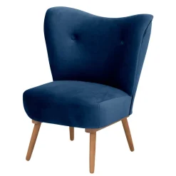 Samtvelours Sessel in Dunkelblau und Erle - Tazza