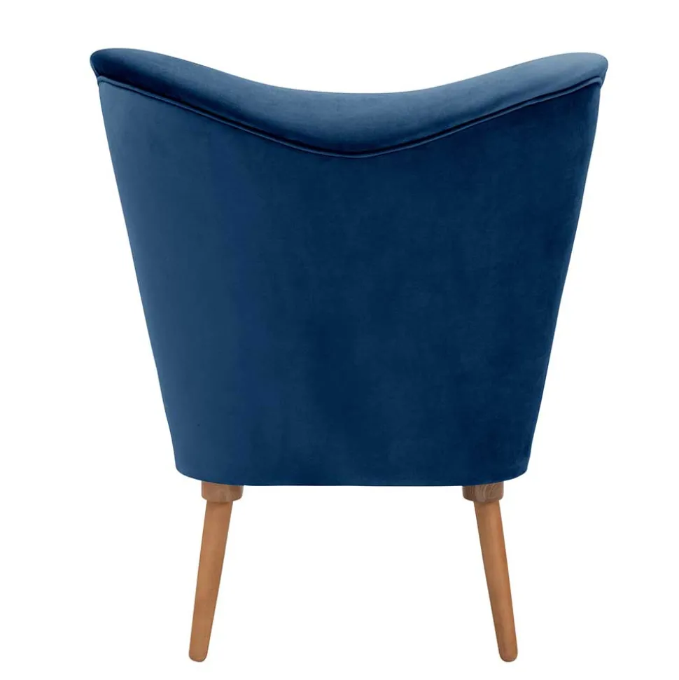 Samtvelours Sessel in Dunkelblau und Erle - Tazza