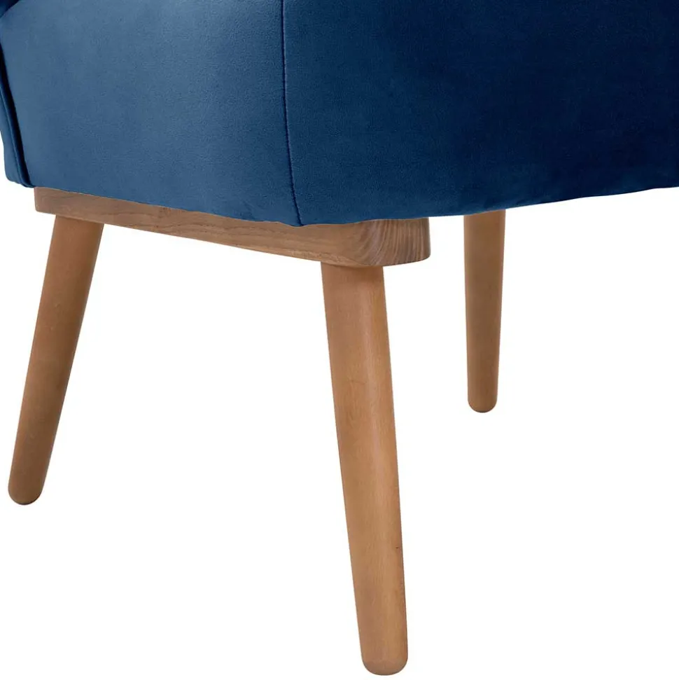 Samtvelours Sessel in Dunkelblau und Erle - Tazza