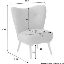 Samtvelours Sessel in Dunkelblau und Erle - Tazza