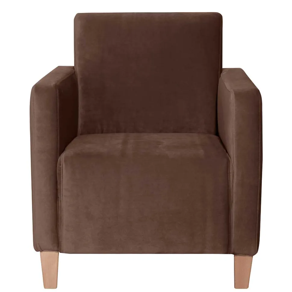Samtvelours Stoffsessel in Braun - Enroya