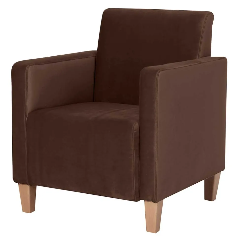 Samtvelours Stoffsessel in Braun - Enroya