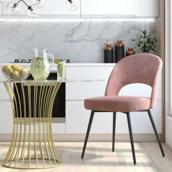 Samtvelours Stuhl in Altrosa - Landhuis