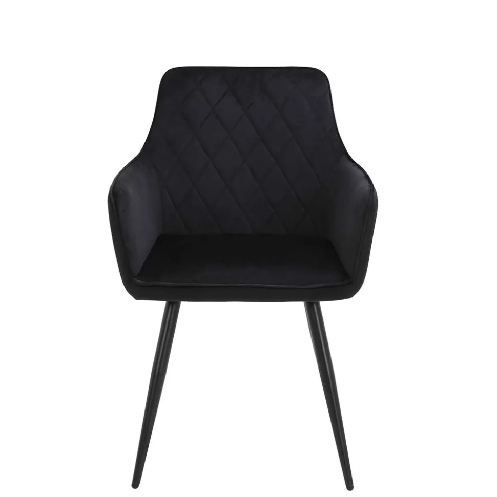 Samtvelours Tischsessel in Schwarz - Laromain (2er Set)