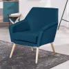 Samtvelours-Sessel in Petrol Blau - Bakra