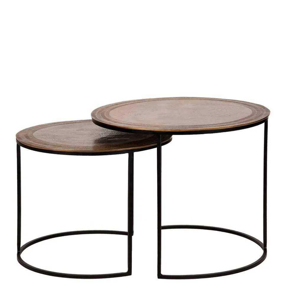 2-Satz Tisch in Gold & Schwarz - Chace (zweiteilig)