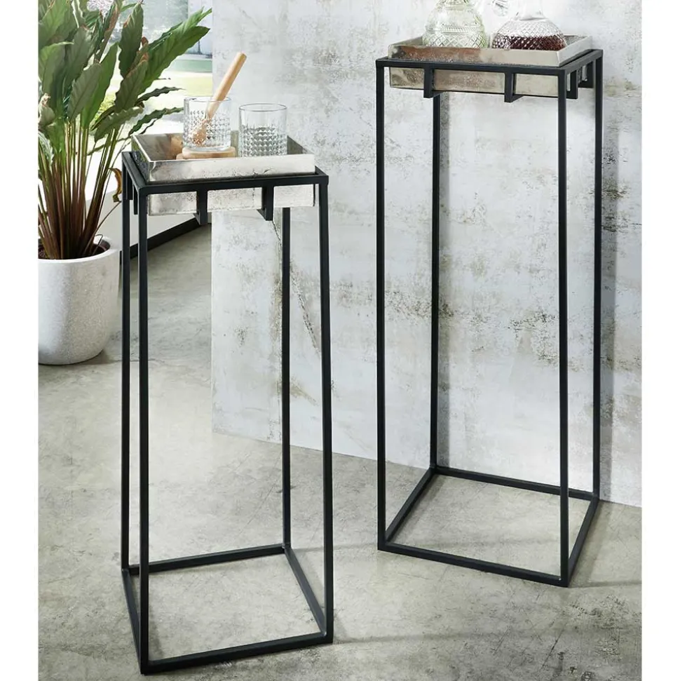 2-Satz-Beistelltisch in Nickel & Schwarz - Toina (zweiteilig)