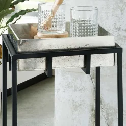 2-Satz-Beistelltisch in Nickel & Schwarz - Toina (zweiteilig)