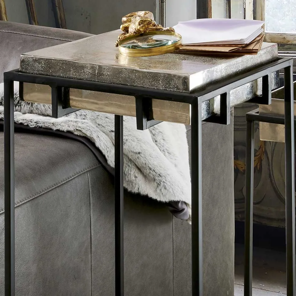 2-Satz-Beistelltisch in Nickel & Schwarz - Toina (zweiteilig)