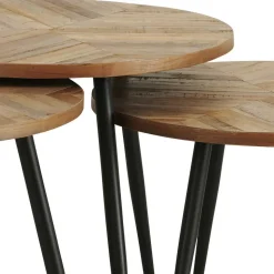 3-Satz-Tisch in White Wash Teak - Cancano (dreiteilig)