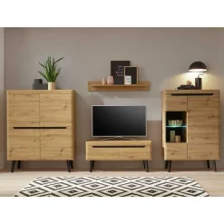 Scandi Anbauwand fürs Wohnzimmer - Olcian (vierteilig)