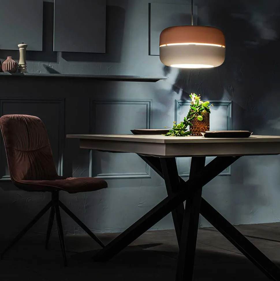 Scandi Chic Hängelampe in Rosa & Grau - Longos