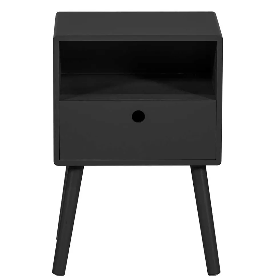 Scandi Chic Nachtkommode in Schwarz - Lemerzi
