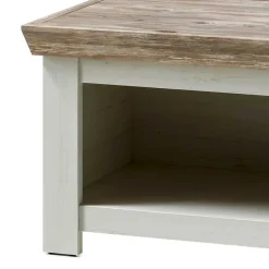 Scandi Chic Truhentisch in 86x86 cm Nedita Weiß & Pinie Shabby