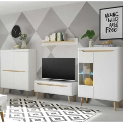 Scandi Chic TV Wohnwand Möbel - Ginko (vierteilig)