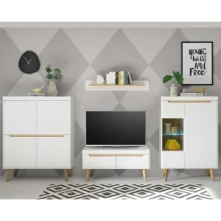 Scandi Chic TV Wohnwand Möbel - Ginko (vierteilig)