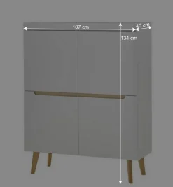 Scandi Chic TV Wohnwand Möbel - Ginko (vierteilig)