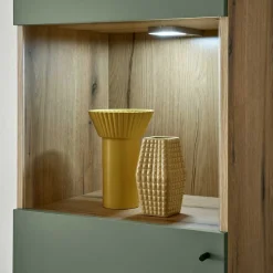 Scandi Chic Wohnwand in Graugrün - Oliva (dreiteilig)