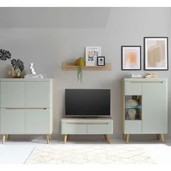 Scandi Chic Wohnzimmermöbel Wohnwand - Armina (vierteilig)