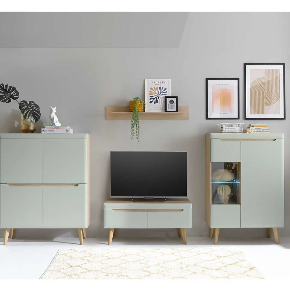 Scandi Chic Wohnzimmermöbel Wohnwand - Armina (vierteilig)