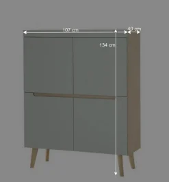 Scandi Chic Wohnzimmermöbel Wohnwand - Armina (vierteilig)