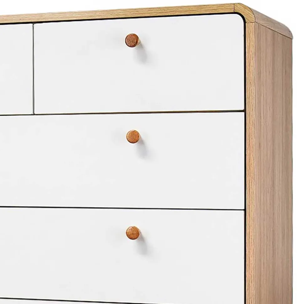 Scandi Hochkommode in Eiche mit Weiß - Jendren