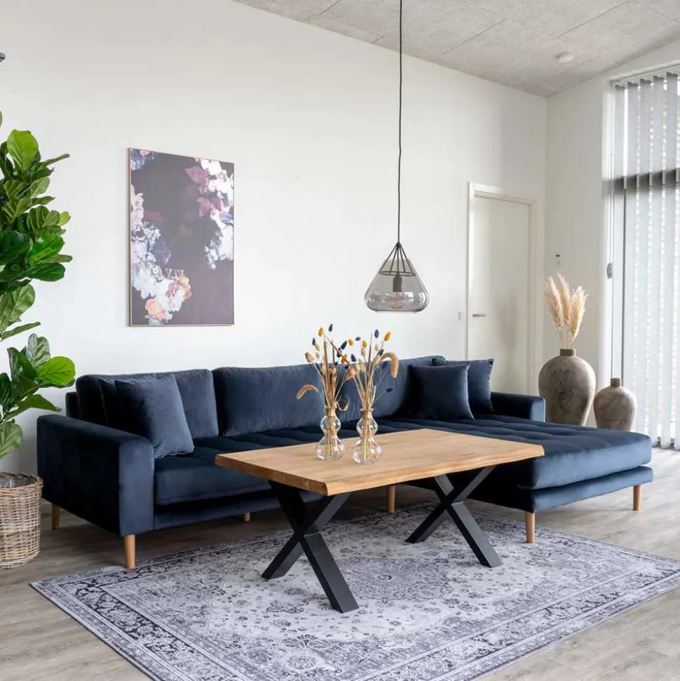 Scandi Polsterecke in Dunkelblau Samt - Peetja