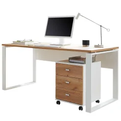 Scandi Schreibtisch Kombi in Weiß - Ziharo (zweiteilig)