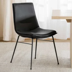 Schalenstuhl in Schwarz - echtes Leder - Freedoms (2er Set)