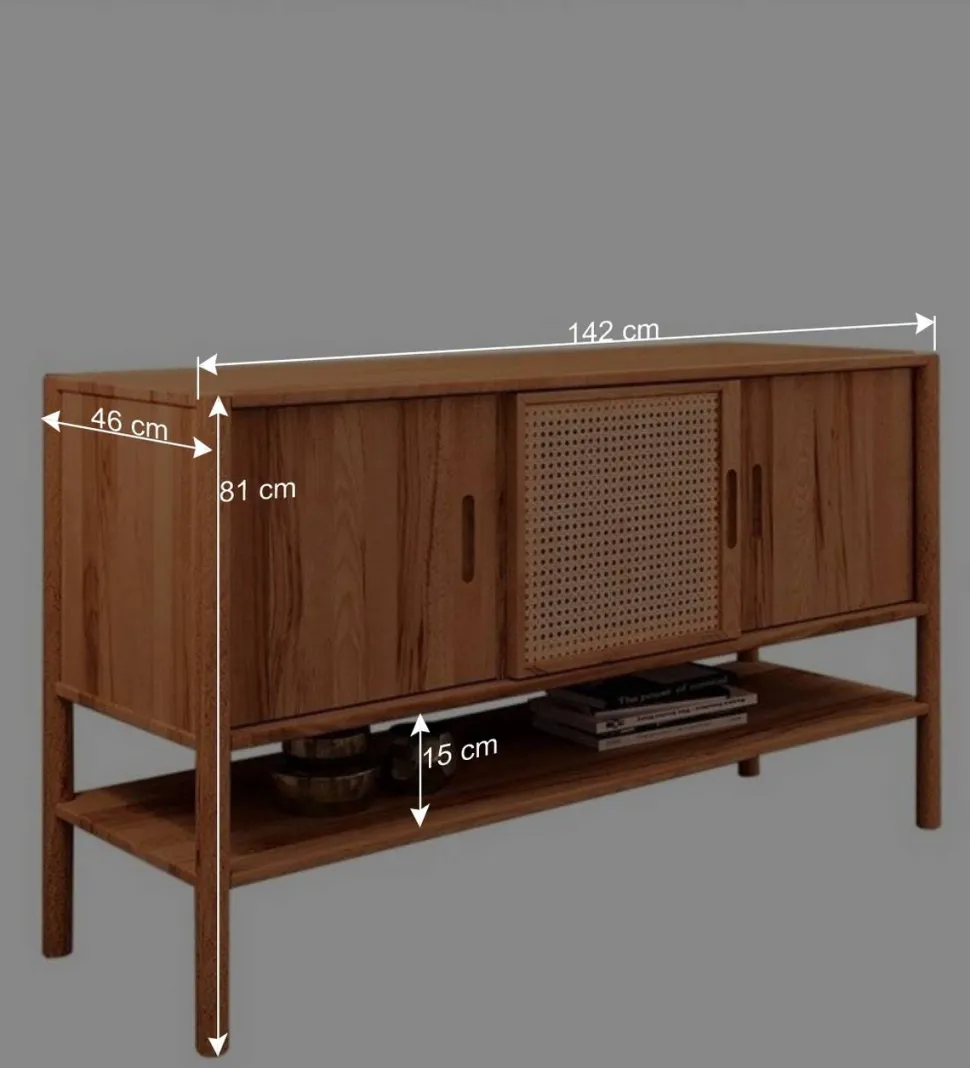 Schiebetüren Kommode mit Ablageboden - Indrya