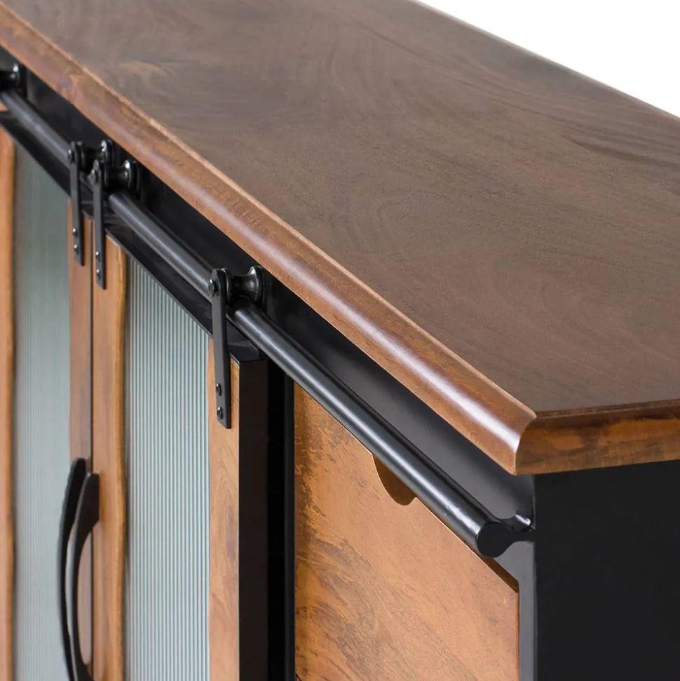 Schiebetüren Sideboard mit Riffelglas - Aglia