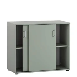 Schiebetüren-Aktenschrank in Graugrün - Espresso