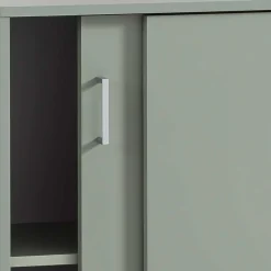 Schiebetüren-Aktenschrank in Graugrün - Espresso